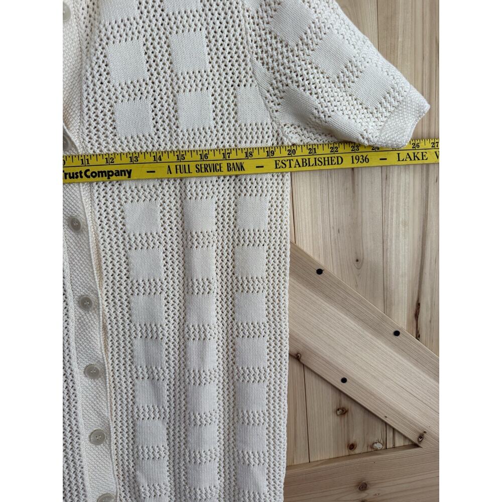 Bae. Maternity Open Knit 100% Cotton Button Up Short Sleeve Vanilla Dress Sz S - Picture 7 of 9